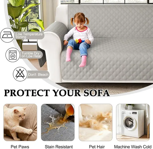Vista 5 de HDCAXKJ Fundas de sofá esquineras para sofá seccional, protector de muebles, Gris claro, XXL