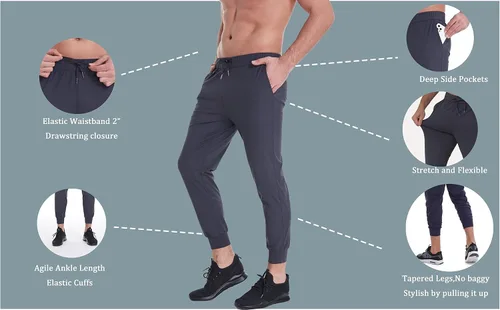 Vista 5 de AbleTree Pantalones deportivos ligeros 78 para hombre, de secado rápido, elásticos, casuales, con protección solar