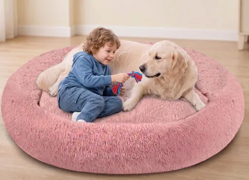 Vista 11 de SAVFOX Camas de felpa calmantes para perros, cama de perro dona para perros pequeños, medianos, grandes y extragrandes, cama cómoda para perros