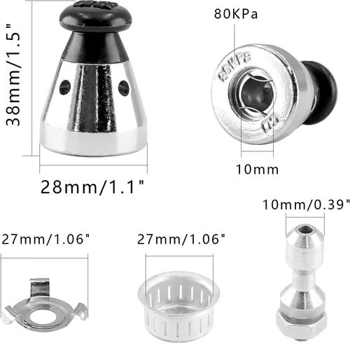 Vista 4 de Bonsicoky Válvula de alivio universal para olla a presión con varilla de escape, segura y antibloqueo, control de presión de peso regulador 80KPA