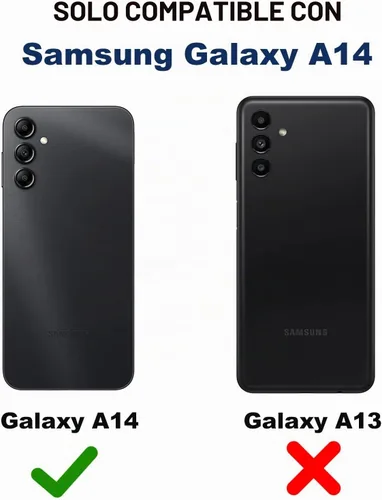 Vista 7 de Funda para Samsung Galaxy A14 5G con funda de clip para cinturón, 2 protectores de pantalla de vidrio, resistente grado militar, cuerpo completo, a