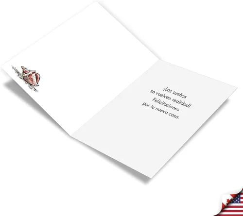 Vista 2 de NobleWorks Tarjeta de felicitación para el nuevo hogar español con sobre de 5 x 7 pulgadas (1 tarjeta) Casa de Playa de tus Ensueño C2422NHG-SL
