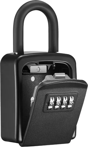 Vista 11 de Caja de seguridad Puroma para llaves, caja de seguridad con combinación de 4 dígitos, caja de seguridad portátil para la pared con código