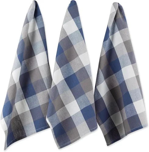 Vista 8 de DII Tri-Color Check Collection - Juego de paños de cocina, color negro, 4 piezas