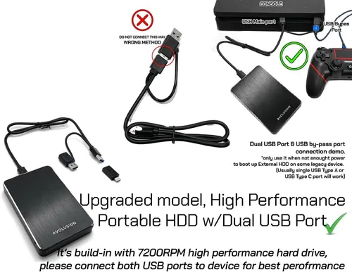 Vista 3 de Avolusion Disco duro externo para juegos USB 3.0 de 2 TB (para PS4, preformateado) (HD250U3-X1-2TB)