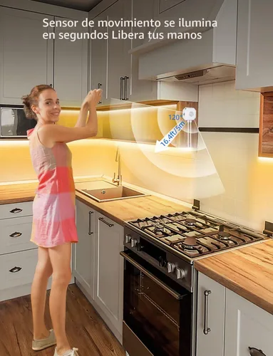 Vista 5 de MATICOD Luces con sensor de movimiento para interiores debajo de la cama, tira de luz LED RGB con control de aplicación, luces nocturnas para Varios