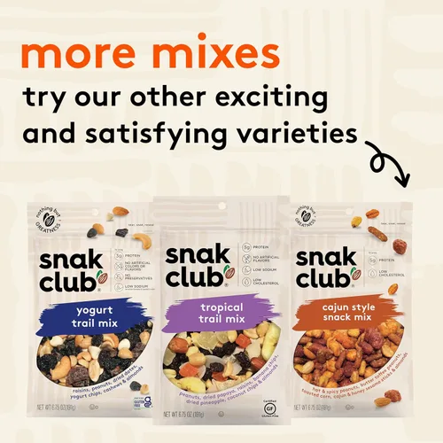 Vista 6 de Snak Club Energizer Trail Mix con cacahuetes salados tostados, pasas, caramelos de chocolate, almendras tostadas, aperitivos sin gluten y kosher