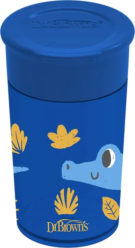 Vista 16 de Dr. Brown's Milestones Cheers 360 - Vaso de transición sin boquilla, apto para viajes y sin fugas, para bebés y niños pequeños, animales azul/verde