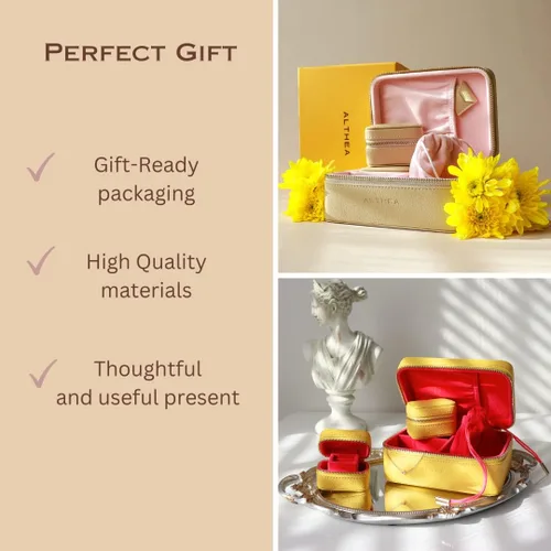Vista 6 de Althea Joyero de viaje con tres cajas para aretes, anillos, pulseras y más, caja organizadora compacta 3 en 1, regalo, caja de almacenamiento
