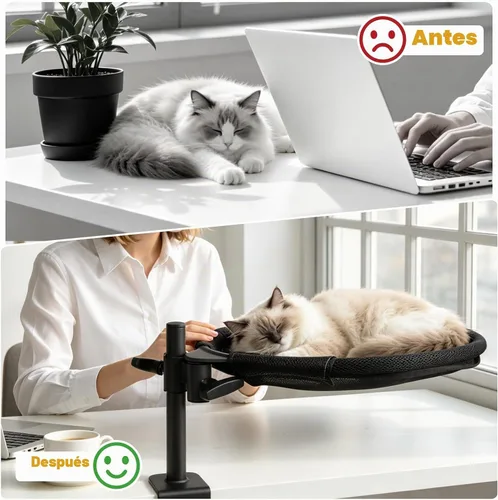 Vista 2 de Topmart Cama de escritorio para gatos con rotación de 360° y altura