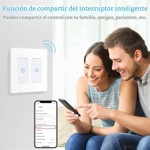 Vista 7 de Milfra Interruptor táctil inteligente de 2 vías, 2 posiciones, blanco, compatible con Alexa y Assistant, no requiere concentrador