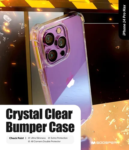 Vista 2 de GOOSPERY Crystal Shield - Funda compatible con iPhone 14 Pro Max, tecnología a prueba de golpes, antiamarilleo, protección de borde elevado