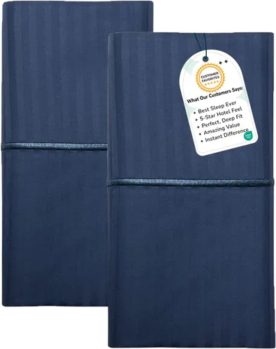 Vista 11 de Feather & Stitch - Juego de 2 fundas de almohada estándar de 100 % algodón, 500 hilos, fundas de almohada suaves con cierre tipo sobre, suaves