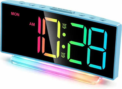Vista 8 de Cadmos Reloj Despertador Extra Fuerte para Personas de Sueño Pesado Adultos, Adolescentes, Niños, Reloj Arcoíris para Dormitorios, Pequeño Reloj