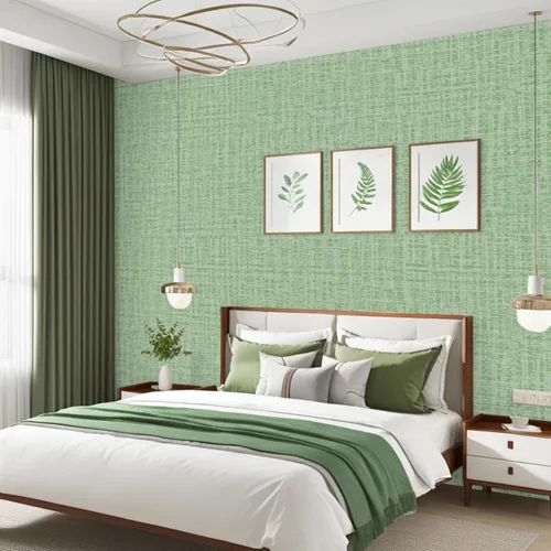 Vista 4 de TANONE Papel de Contacto Despegar y Pegar (15.8in x 197in), Papel Tapiz de Tela de Hierba Autoadhesivo Removible, Papel de Pared de Tela de Lino