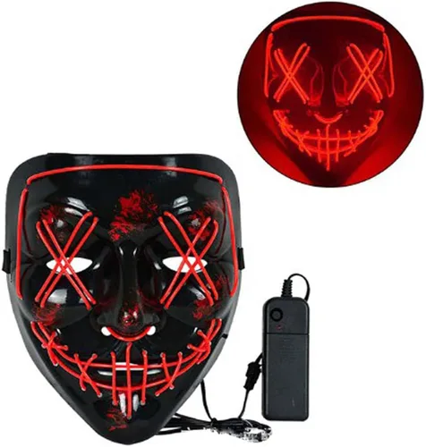 Vista 5 de Tayel Máscara LED de Halloween, máscara de purga aterradora, máscara facial para Halloween, festival, fiesta, cosplay, disfraces, regalo