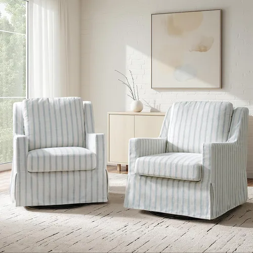 Vista 14 de HULALA HOME Silla mecedora giratoria, silla mecedora giratoria de granja con funda lavable, sillón tapizado de tela con cojines rellenos de plumón