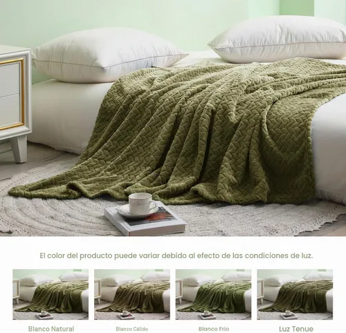 Vista 4 de Exclusivo Mezcla Manta de cama de forro polar suave, tamaño King, 90 x 104 Verde oliva