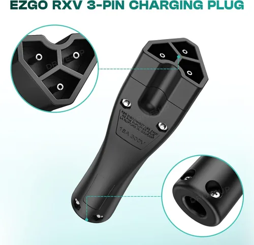 Vista 3 de DRIVE UP Golf Cart 48V Charger Plug Handle Suitable for EZGO RXV, EZGO 3-Pin Triangle Charger Plug, OEM 604321 611219