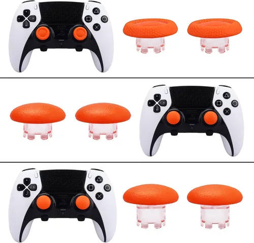 Vista 3 de IKPEK Palancas de repuesto 6 en 1 para controlador de borde PS5, tapas intercambiables naranja transparente para PS5 Edge Controller