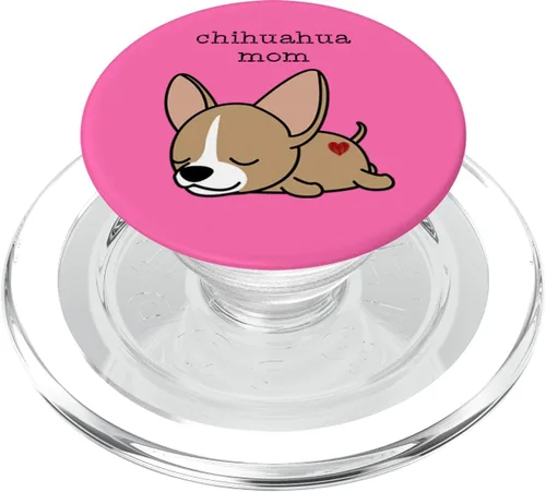Vista 7 de Chihuahua Mom Funny Dog Mobile Accessory Gift Pink - PopSockets Grip and Stand for Phones and Tablets, Negro