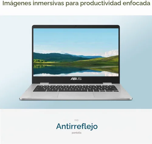Vista 3 de ASUS Chromebook 14" FHD portátil, Intel Celeron N4500, 4 GB de RAM, 128 GB (64 GB eMMC+tarjeta SD de 64 GB), antirreflejo, resistente, hogar