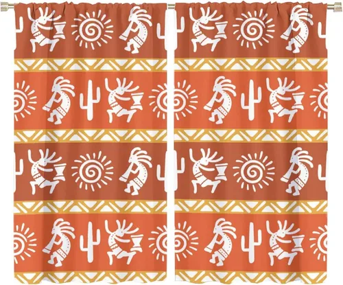 Vista 34 de Kokopelli - Cortinas opacas para cocina, decoración de sala de estar, dormitorio, 21 x 45 pulgadas, 2 paneles