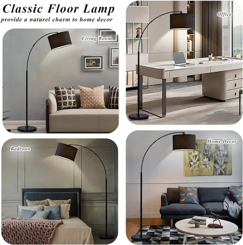 Vista 7 de Lámparas de pie de arco para sala de estar, lámpara de pie regulable con cabezal ajustable, lámpara de pie moderna con acabado negro, lámpara