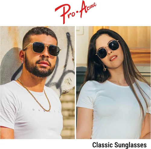 Vista 3 de Pro Acme Gafas de sol hexagonales para mujeres y hombres, lente de cristal