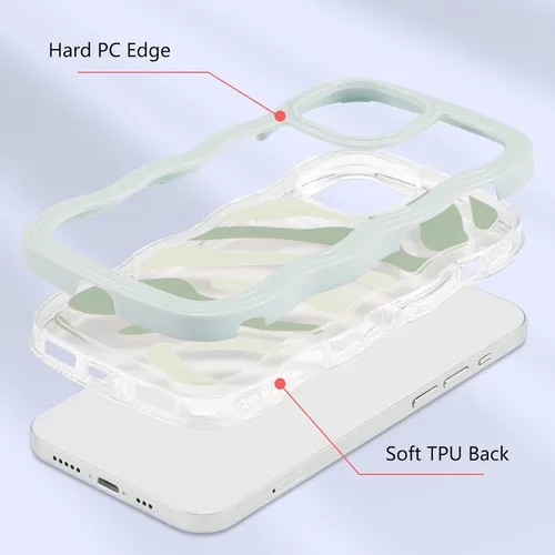 Vista 4 de DEFBSC Compatible con iPhone 11, bonita funda protectora con forma de marco de onda rizada, diseño artístico de parachoques para teléfono