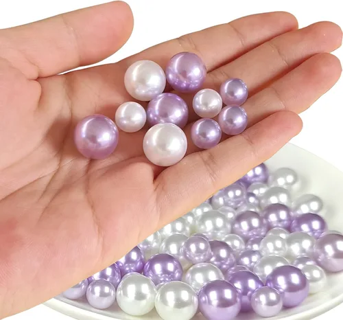 Vista 8 de 140 perlas para relleno de jarrón, cuentas de maquillaje para jarrón, cuentas de maquillaje para soporte de pinceles, cuentas redondas de perlas