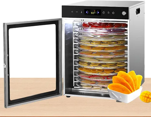 Vista 8 de Food Dehydrator Rotary Dehydrator Machine, Stainless Steel Food Dryer with Touch Screen adjustment, 10/12/16 Tray, Even Heat Circulation for Jerky