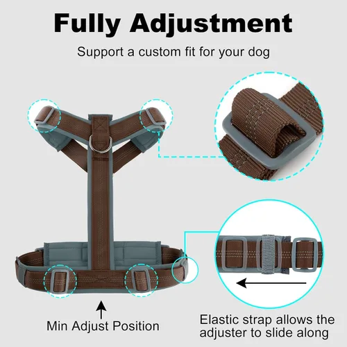 Vista 76 de Arnés para perro Plutus Pet sin tirón, arnés ajustable de nylon con acolchado suave, arnés para perro reflectante y resistente para perros pequeños