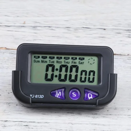 Vista 8 de Wakauto Reloj digital de coche alarma segundo cronógrafo reloj electrónico alarma de cabecera con pantalla LCD para dormitorio pared viaje (negro)