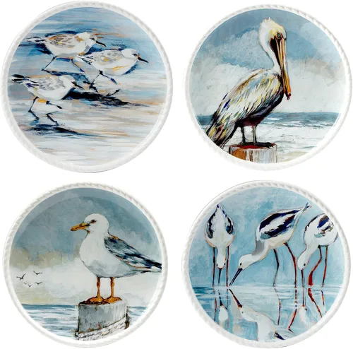 Vista 3 de Certified International Shorebirds - Juego de vajilla de 16 piezas, servicio para 4, multicolor