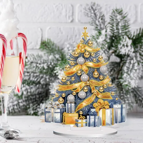 Vista 9 de Kits de Pintura de Diamante de Árbol de Navidad de Orgone Adornos de Escritorio para Adultos - Pintura de Arte de Diamante con Pintura Acrílica por