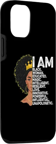 Vista 3 de Funda para iPhone 15 con texto en inglés "I Am Black Woman Educated Black History Month Black Girl