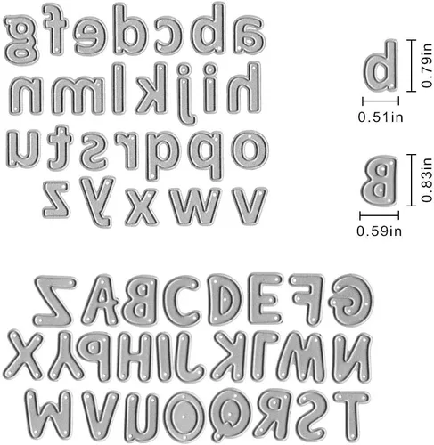 Vista 2 de Metal Capital 26 letras troqueladas de corte en relieve minúsculas 26 letras del alfabeto troquelado para hacer tarjetas, agitar, tarjetas, álbumes