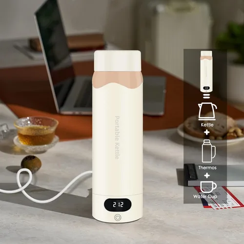 Vista 7 de Hervidor Eléctrico de Viaje Tetera Mini Portátil, Acero Inoxidable 316 16.91Oz/500mL, Calentador de Agua Caliente Pequeño Inteligente con 4