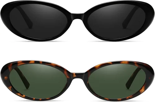 Vista 3 de Verfimaci Gafas de sol ovaladas retro para mujer, gafas de ojo de gato a la moda
