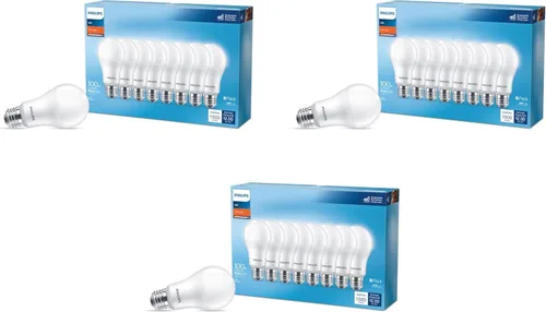 Vista 18 de PHILIPS LED 40W A19 4-Pack Basic Soft White (2700K) 450 Lumen (6.5W = 40W) Frosted Flicker-Free Light Bulbs
