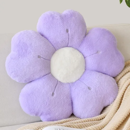 Vista 19 de Almohada en forma de flor, lindas almohadas decorativas con suave pelaje de conejo para sofá, cama, silla y suelo, almohadas de Navidad, cojines