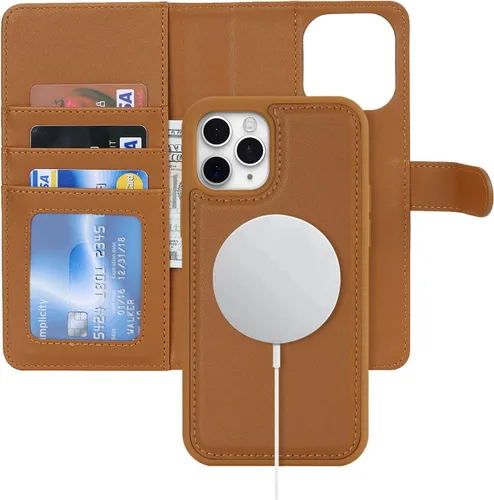 Vista 17 de Havaya Magsafe - Funda para iPhone 11 Pro Max, compatible con 2 en 1, desmontable con tarjetero de piel sintética, ranuras para tarjetas de crédito