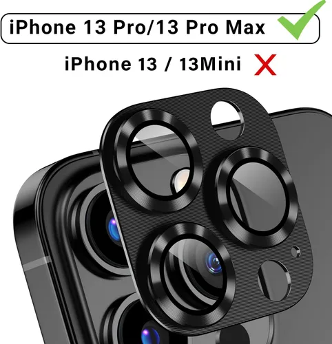 Vista 8 de Korecase Paquete de 2 protectores de lente de cámara para iPhone 13 Pro Max/13 Pro, color negro Vidrio templado de metal, fuerte adherencia