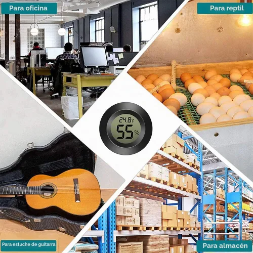 Vista 5 de Paquete de 10 mini termómetros higrómetros, medidores electrónicos digitales de temperatura y humedad, pantalla LCD para interiores