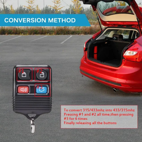 Vista 6 de MICTUNING Control remoto de entrada sin llave: llavero de automóvil de 4 botones de repuesto para Ford, Lincoln, Mercury, Mazda, Mustang Explorer