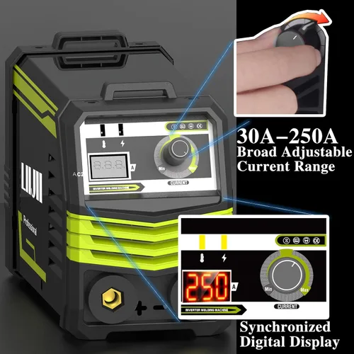 Vista 2 de Máquina de soldar, 20 varillas soldadora de 110 V 250 A, soldador portátil, mini soldador de arco MMA para el hogar con pantalla digital, inversor