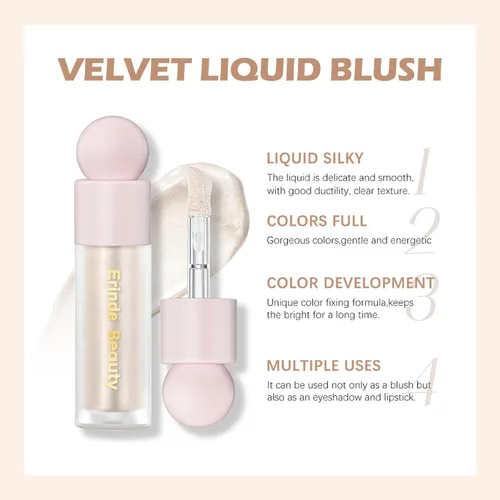 Vista 5 de Erinde Iluminador líquido, Barra bronceadora facial, Acabado natural brillante, Crema iluminadora sedosa y ligera de mezcla fácil, Sin crueldad, 01#