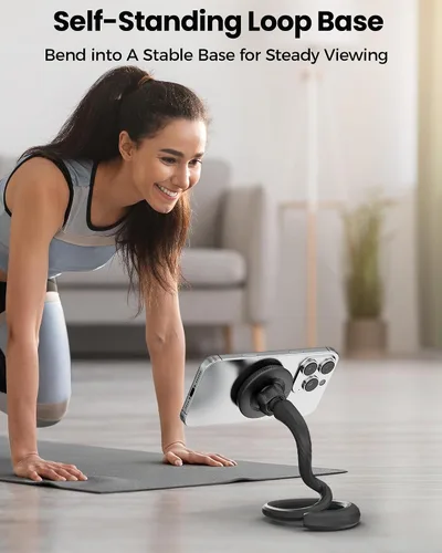 Vista 8 de Soporte flexible para cinta de correr, soporte magnético de cuello de cisne para teléfono celular compatible con MagSafe, iPhone 17-12 y Android