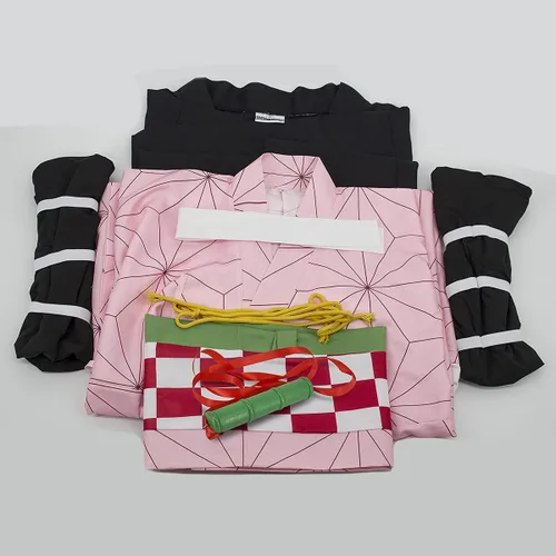 Vista 6 de Disfraz de cosplay Kamado Kimono Cosplay con bata negra para mujer y niña